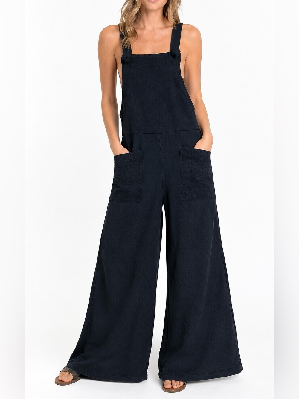 Bucket List Slouchy Overall Jumpsuit Black Small French Terry Elevated Casual